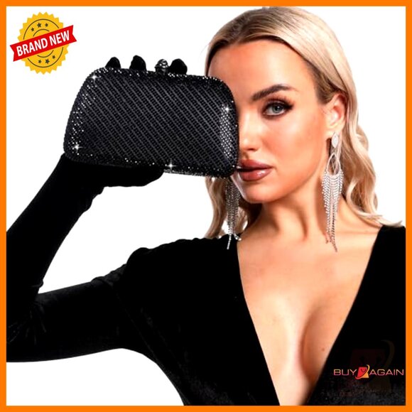 Mini Rhinestone Clutch Evening Bag with Detachable Chain Straps